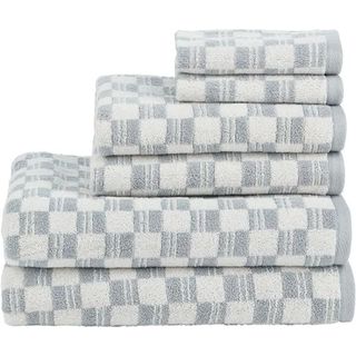 blue patterned set of towels