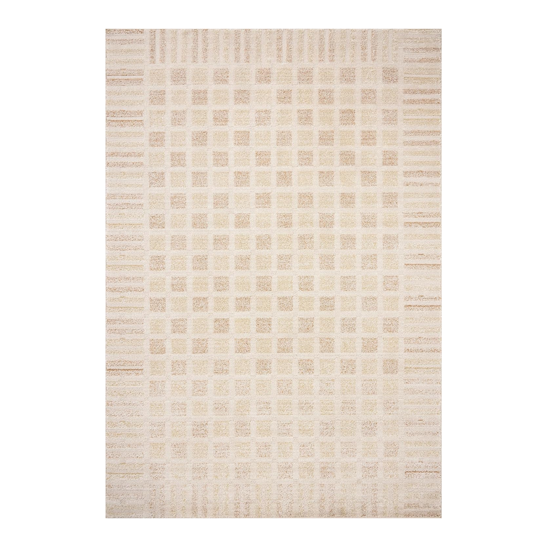 Loloi Chris Loves Julia Calvin Collection Clv-03 Bone/natural 2'-3&amp;quot; X 3'-10&amp;quot; Accent Rug Checkered Neutral Soft Living Room Bedroom Carpet