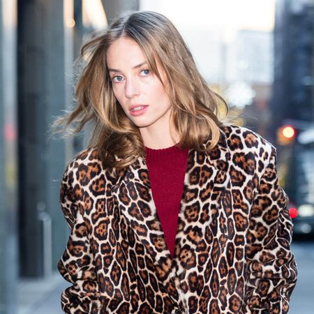Maya Hawke wears a leopard coat in NYC