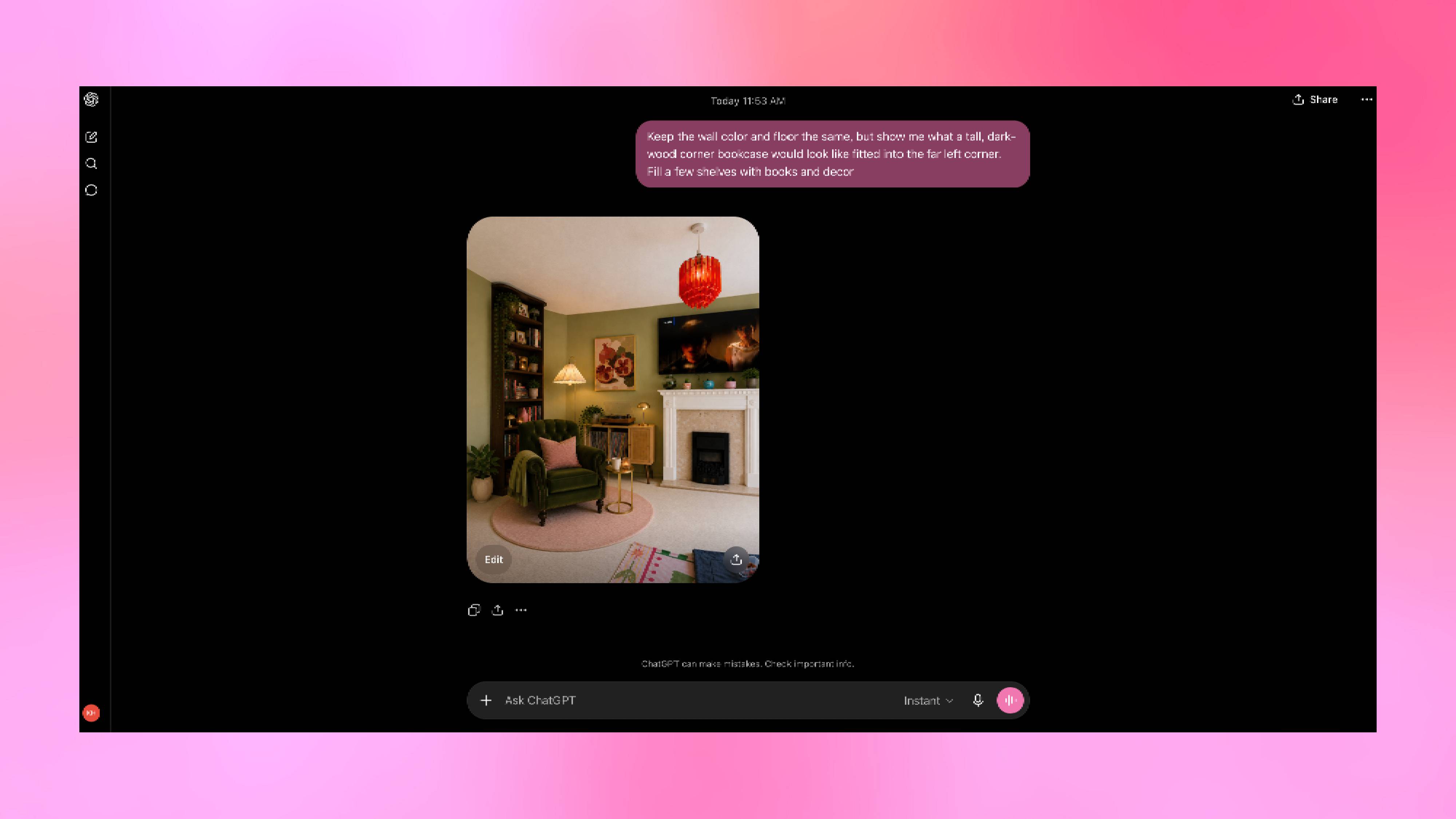 ChatGPT interior design image