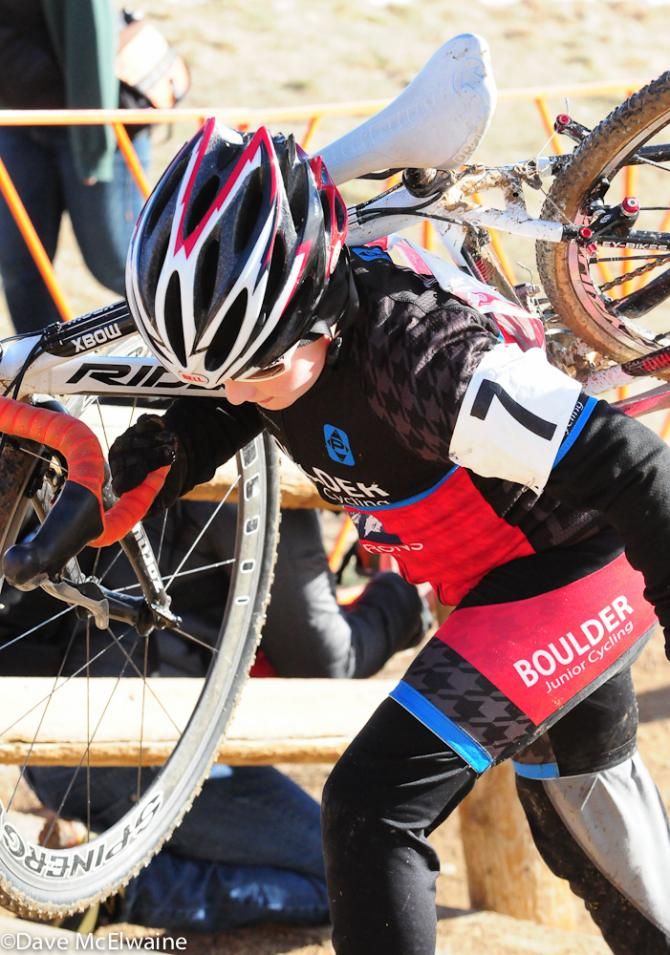 Kayden Cline (Boulder Junior Cycling) on the stairs
