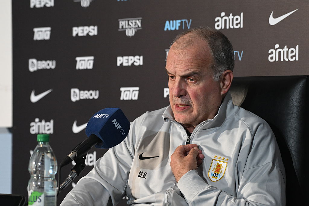 Marcelo Bielsa held an...interested press conference after Uruguay's defeat to the USA