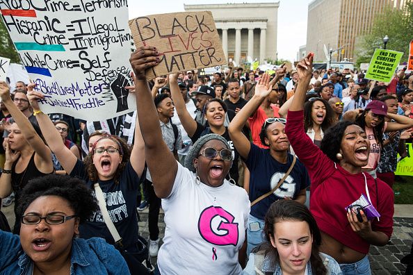 Protestors at a Black Lives Matter march.