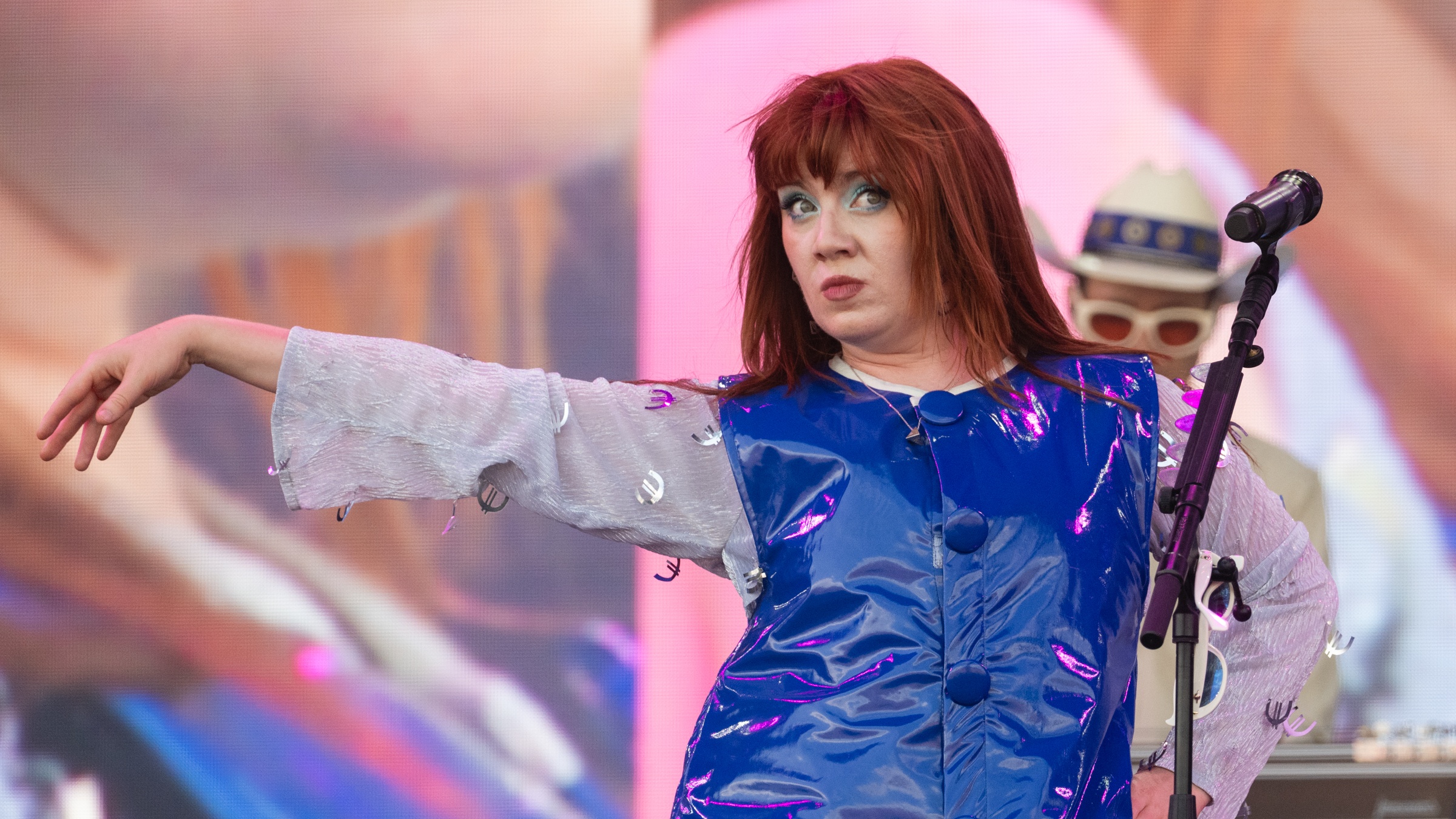 CMAT performs on the Pyramid stage during day three of Glastonbury festival 2025 at Worthy Farm, Pilton on June 27, 2025 in Glastonbury, England. Established by Michael Eavis in 1970, Glastonbury has grown into the UK's largest music festival, drawing over 200,000 fans to enjoy performances across more than 100 stages. In 2026, the festival will take a fallow year, a planned pause to allow the Worthy Farm site time to rest and recover.