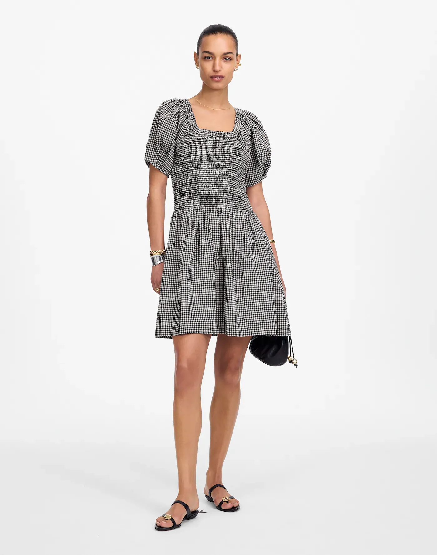 Madewell, Smocked U-Neck Mini Dress in Gingham