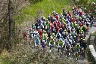 The peloton on stage one of the 2016 Tour of The Basque Country