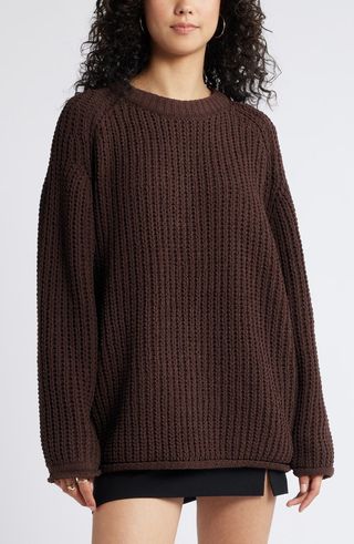 Slouchy Chenille Pullover Sweater