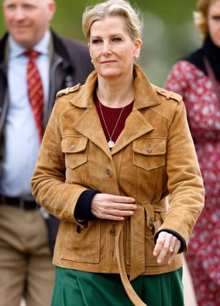 Duchess Sophie in a suede jacket