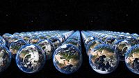 An illustration showing many Earths.