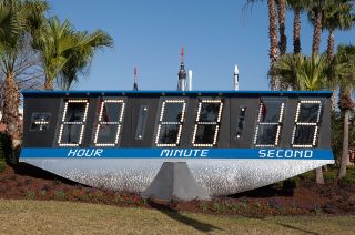 NASA's iconic countdown clock at Kennedy Space Center Visitor Complex