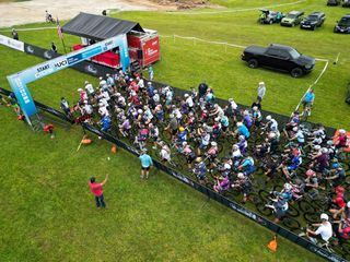 The start of Highlands Gravel Classic 2025, a UCI Gravel World Series event