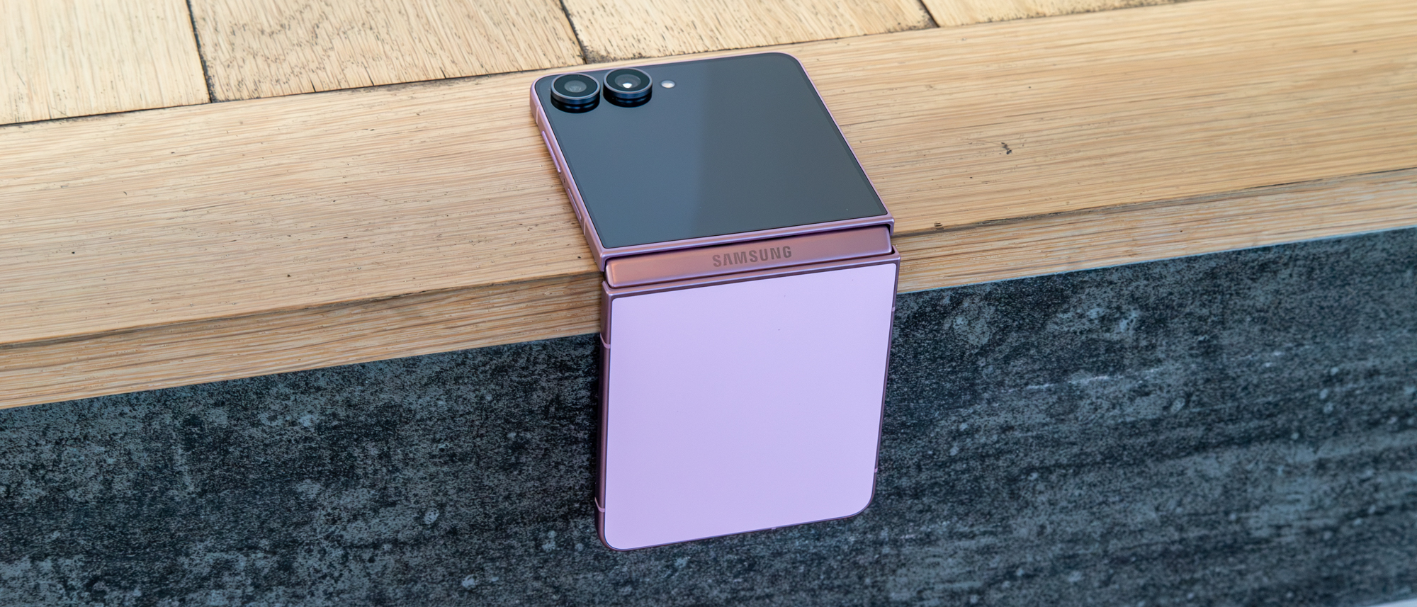 The Galaxy Z Flip 8 folded over a corner