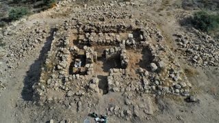 The excavation in Lachish Forest, aerial view.