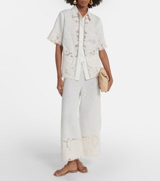 Embroidered Linen Culottes