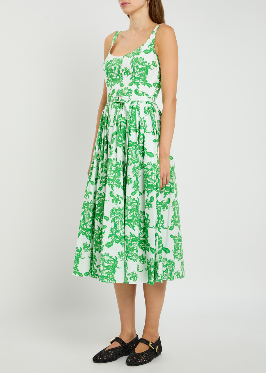 Eglantine Printed Cotton-Poplin Midi Dress