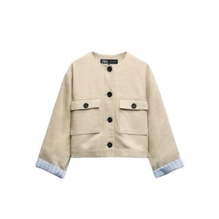 Zara Cropped Linen Blend Jacket