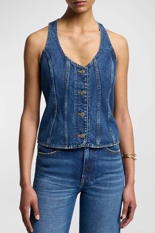 Button-Front Denim Vest