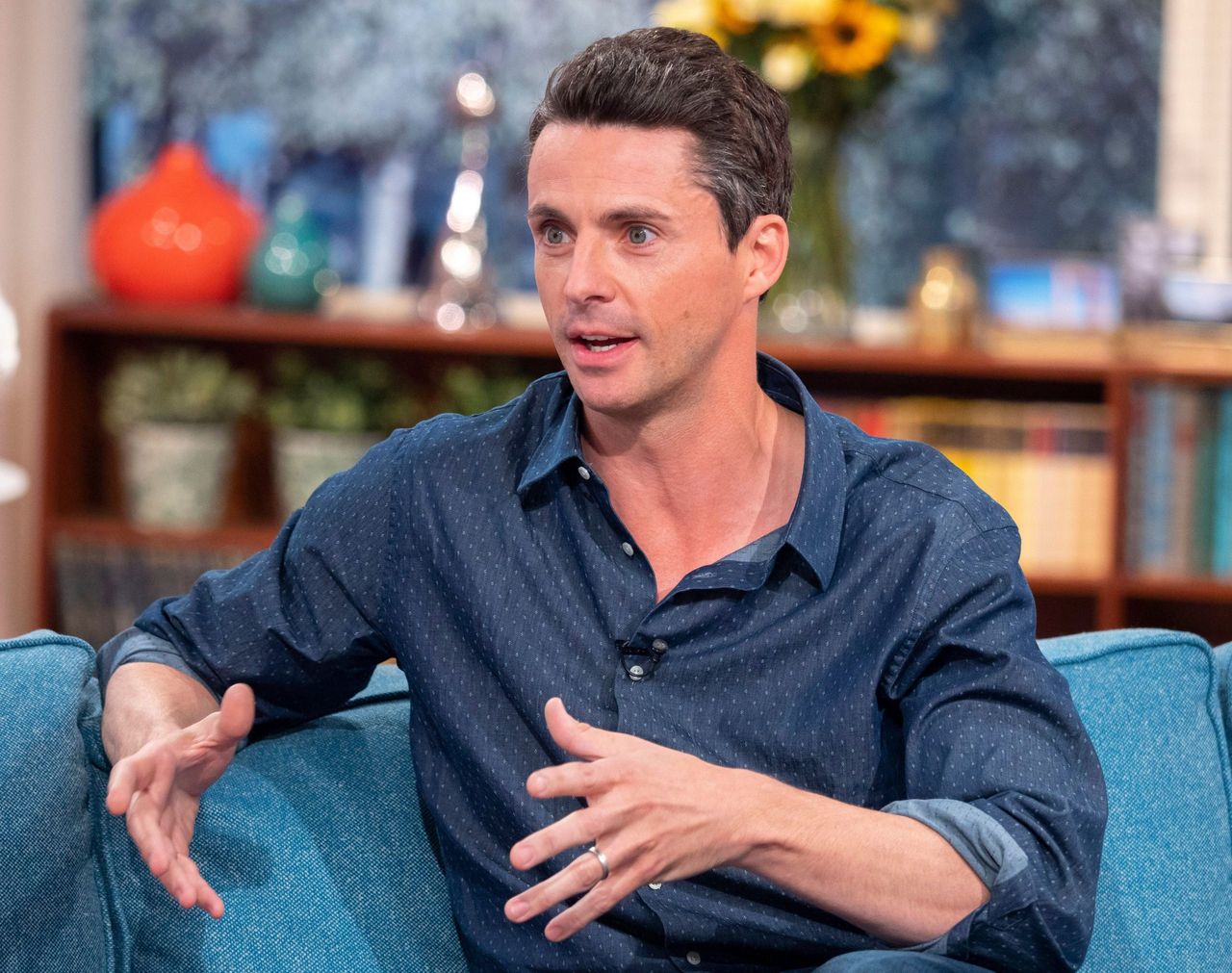 EDITORIAL USE ONLY. NO MERCHANDISING Mandatory Credit: Photo by Ken McKay/ITV/REX/Shutterstock (9881057bg) Matthew Goode &#039;This Morning&#039; TV show, London, UK - 13 Sep 2018 DOWNTON’S MATTHEW GOODE ON SWAPPING BONNETS FOR BLOOD! He’s the period drama heartthrob who stole our hearts in Downton Abbey - and Princess Margaret&#039;s in The Crown. But his next role is worlds away from Buckingham Palace and Highclere Castle, as Matthew Goode gets his teeth stuck into becoming vampire Matthew Clairmont. Swapping life with lords and ladies for blood and witchcraft, Matthew joins us to talk about starring in Sky 1’s ‘A Discovery of Witches,&#039; why he’s embracing his most evil character to date and he’ll also be putting those Downton movie rumours to rest.