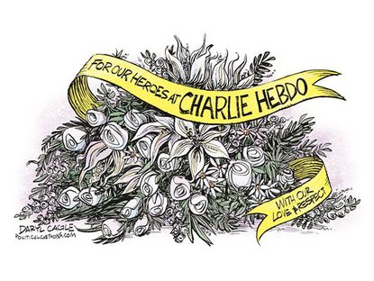 Editorial cartoon Charlie Hebdo Paris attack