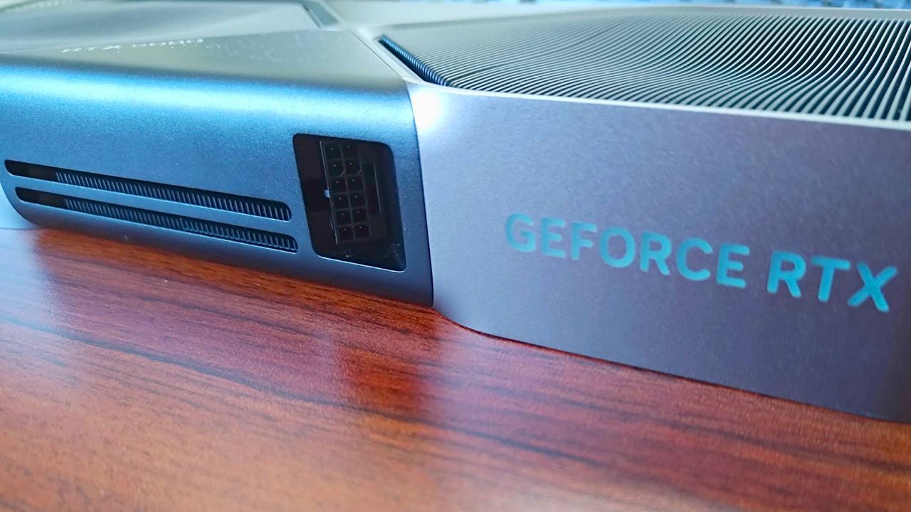 Close up of Nvidia GeForce RTX 5080 power connector