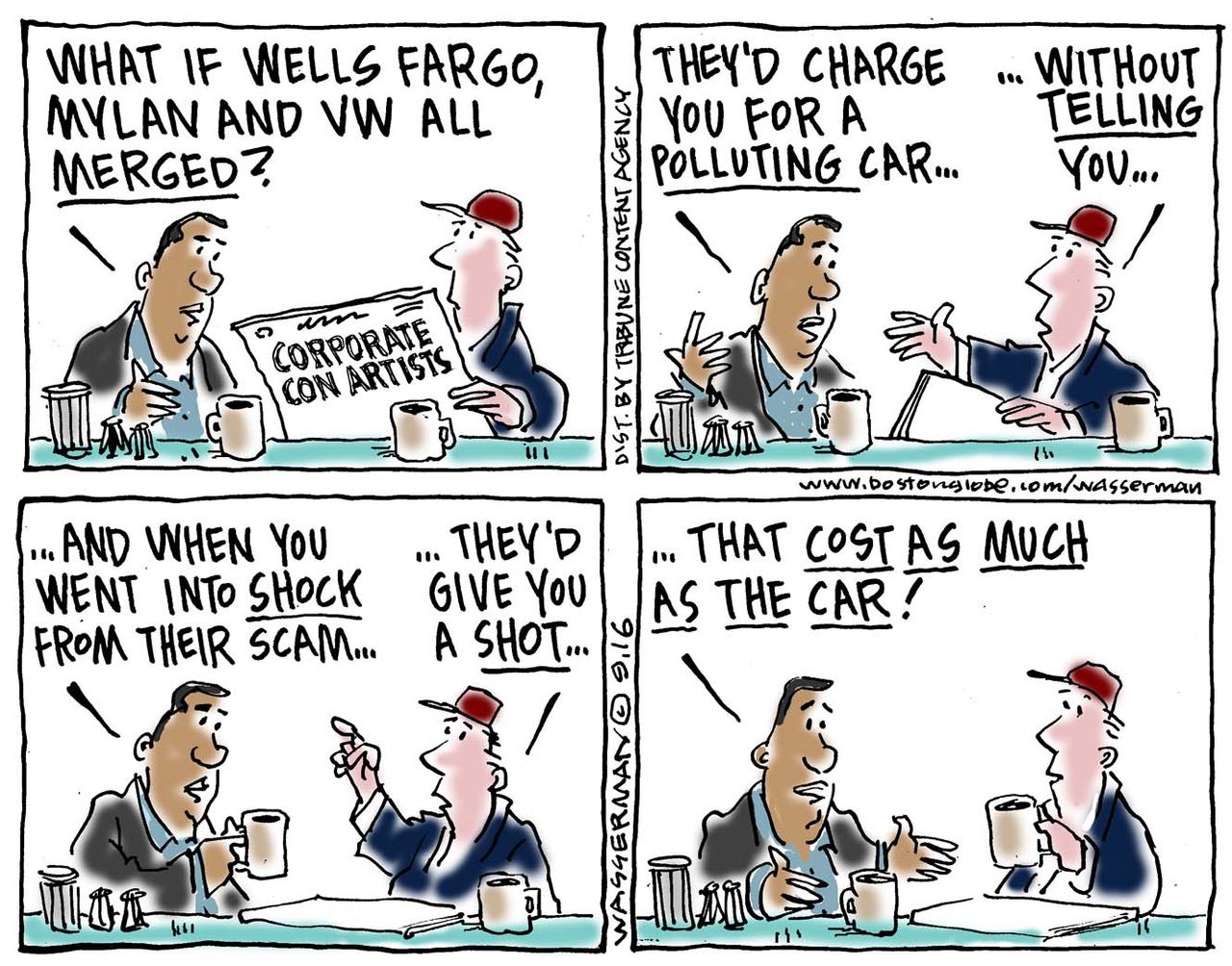 Editorial cartoon U.S. Wells Fargo merge