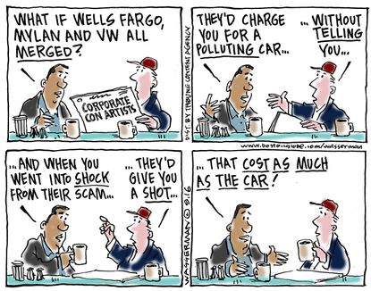 Editorial cartoon U.S. Wells Fargo merge