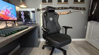 The AndaSeat Kaiser 3 XL gaming chair in an office and gaming space on a wooden floor
