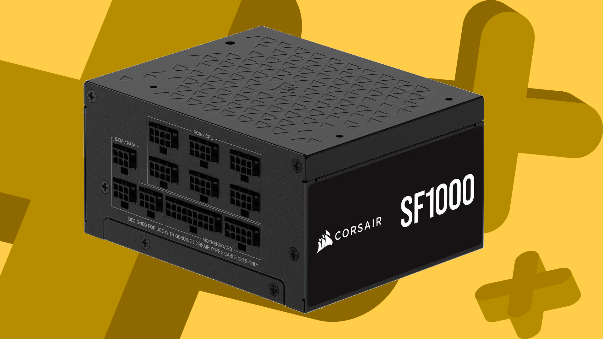 Corsair SF1000 against a yellow background