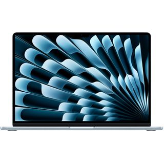 MacBook Air 13-inch M4 model in Sky Blue with screen open