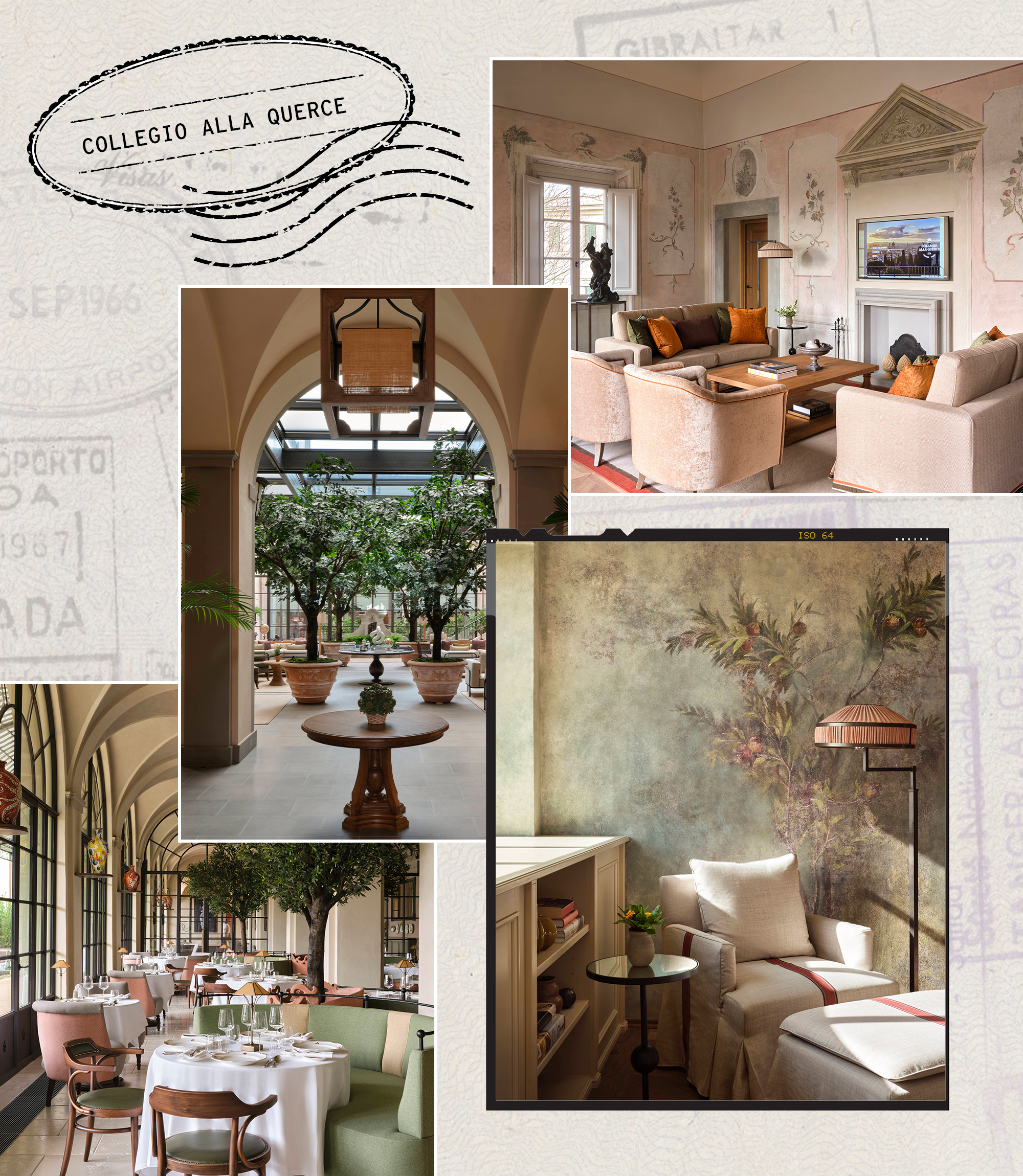 a collage of four photos of Collegio Alla Querce