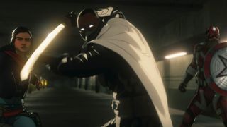 Blade Knight brandishing his sword in Marvel Zombies