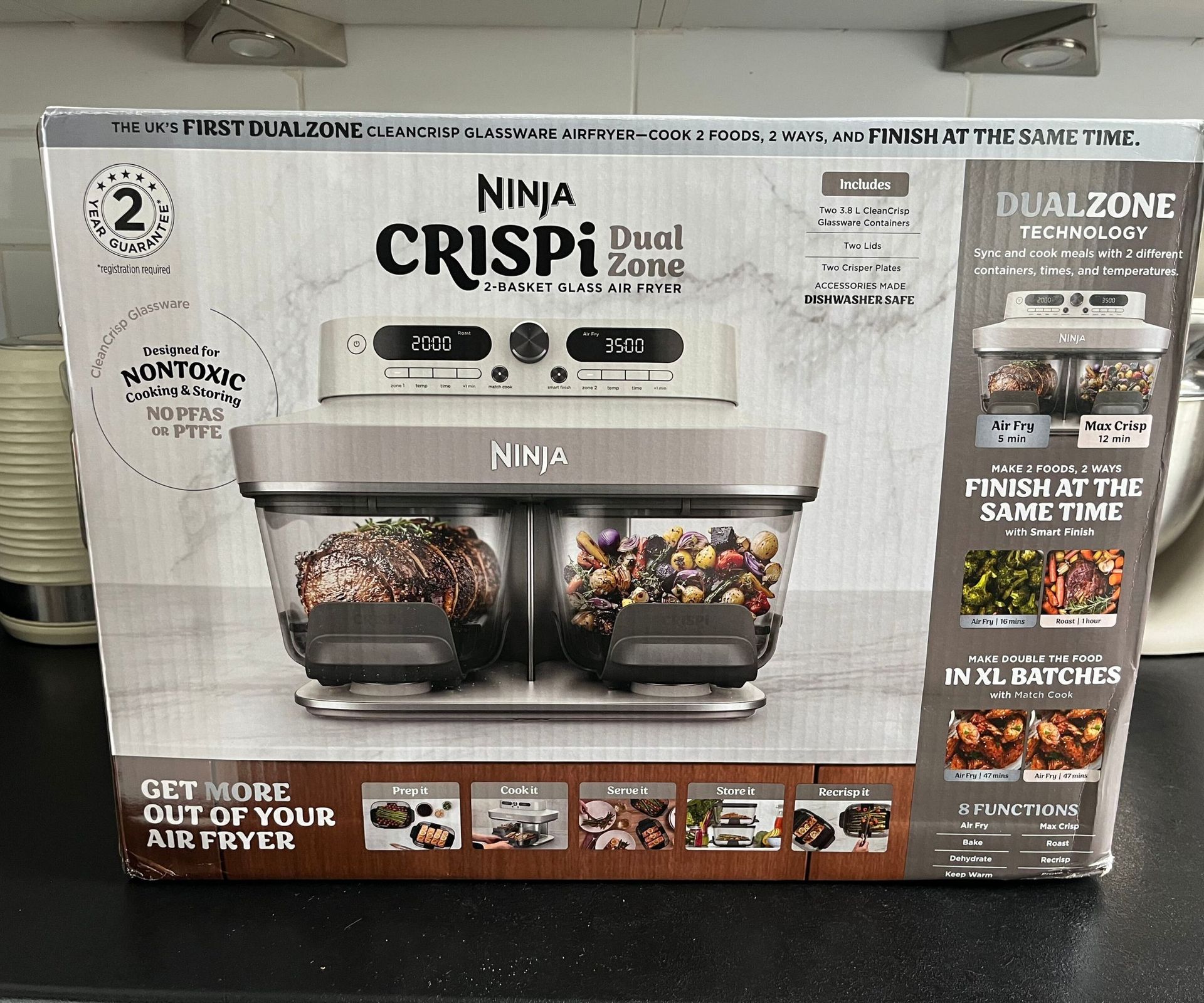 The Ninja Crispi DualZone air fryer box
