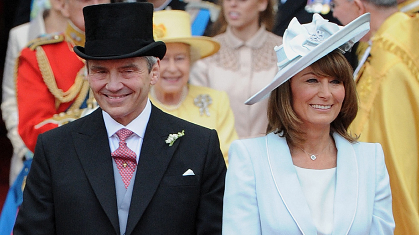 Michael and Carole Middleton come out of Westminster Abbey after the Prince and Princess of Wales's wedding