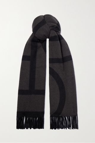 Fringed Jacquard-Knit Wool Scarf