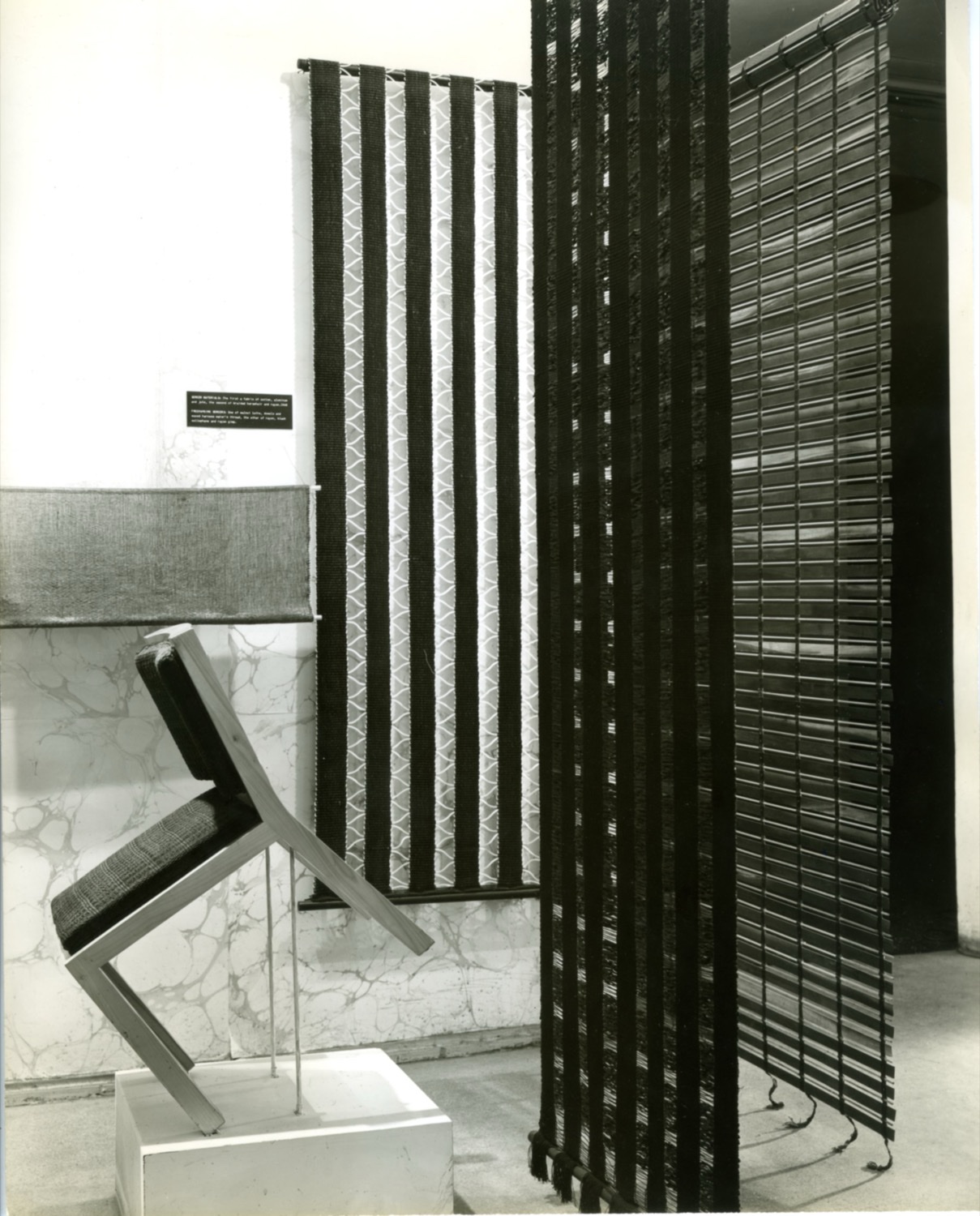 Installation view of Anni Albers Textiles at the Museum of Modern Art, New York, September 14 &amp;ndash; November 6, 1949