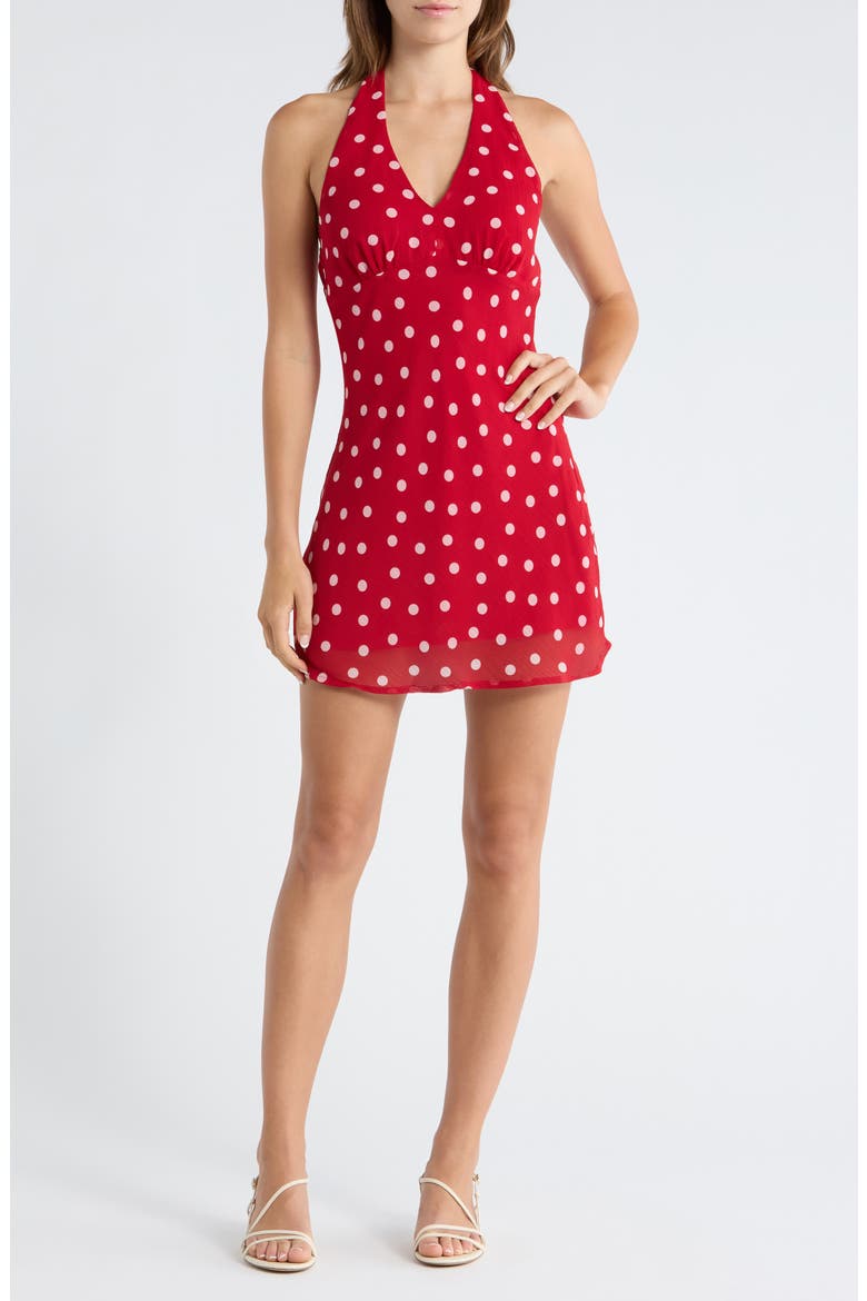 Polka Dot Halter Neck Minidress