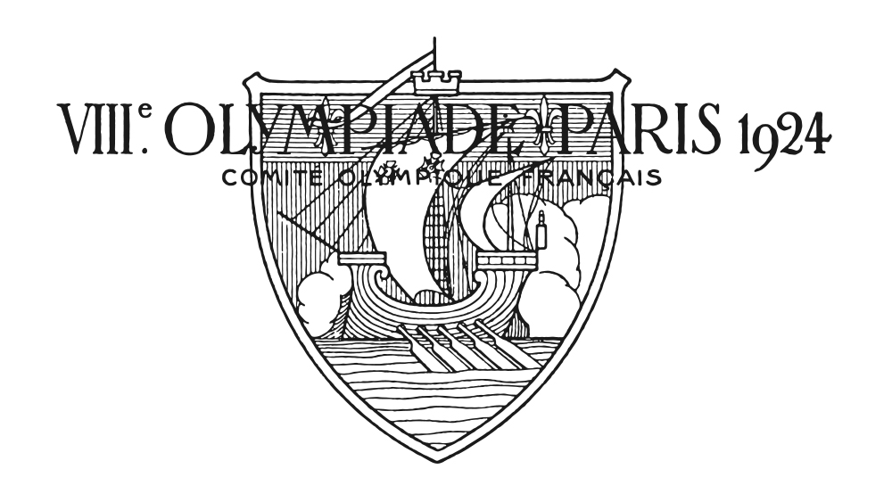 The first Olympics logo for Paris 2024 showing a black-and-white illustration of a sailing boat