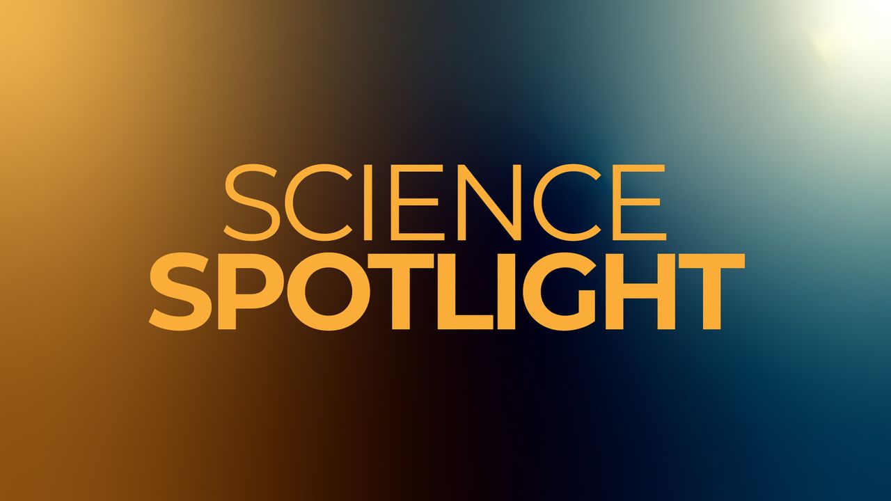 Science spotlight logo on multicoloured background