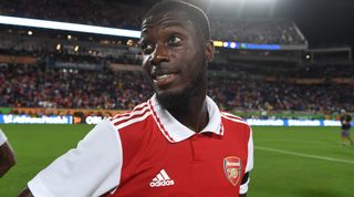 ORLANDO, FLORIDA - JULY 23: Nicolas Pepe of Arsenal after the Florida Cup match between Cheslea and Arsenal at Camping World Stadium on July 23, 2022 in Orlando, Florida. (Photo by David Price/Arsenal FC via Getty Images)