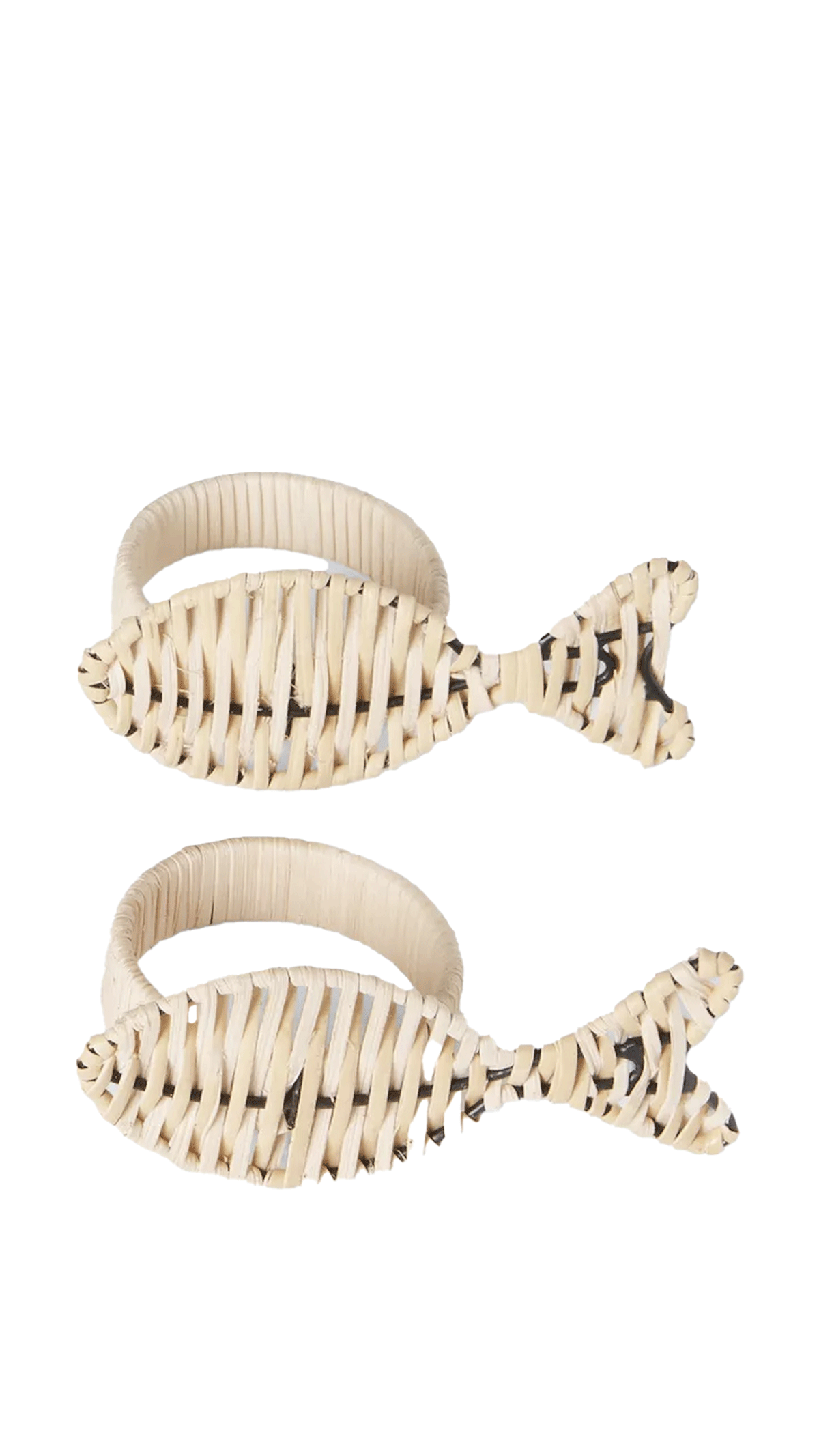 Coastal Rattan Fish Napkin Ring, Set of 4, Natural