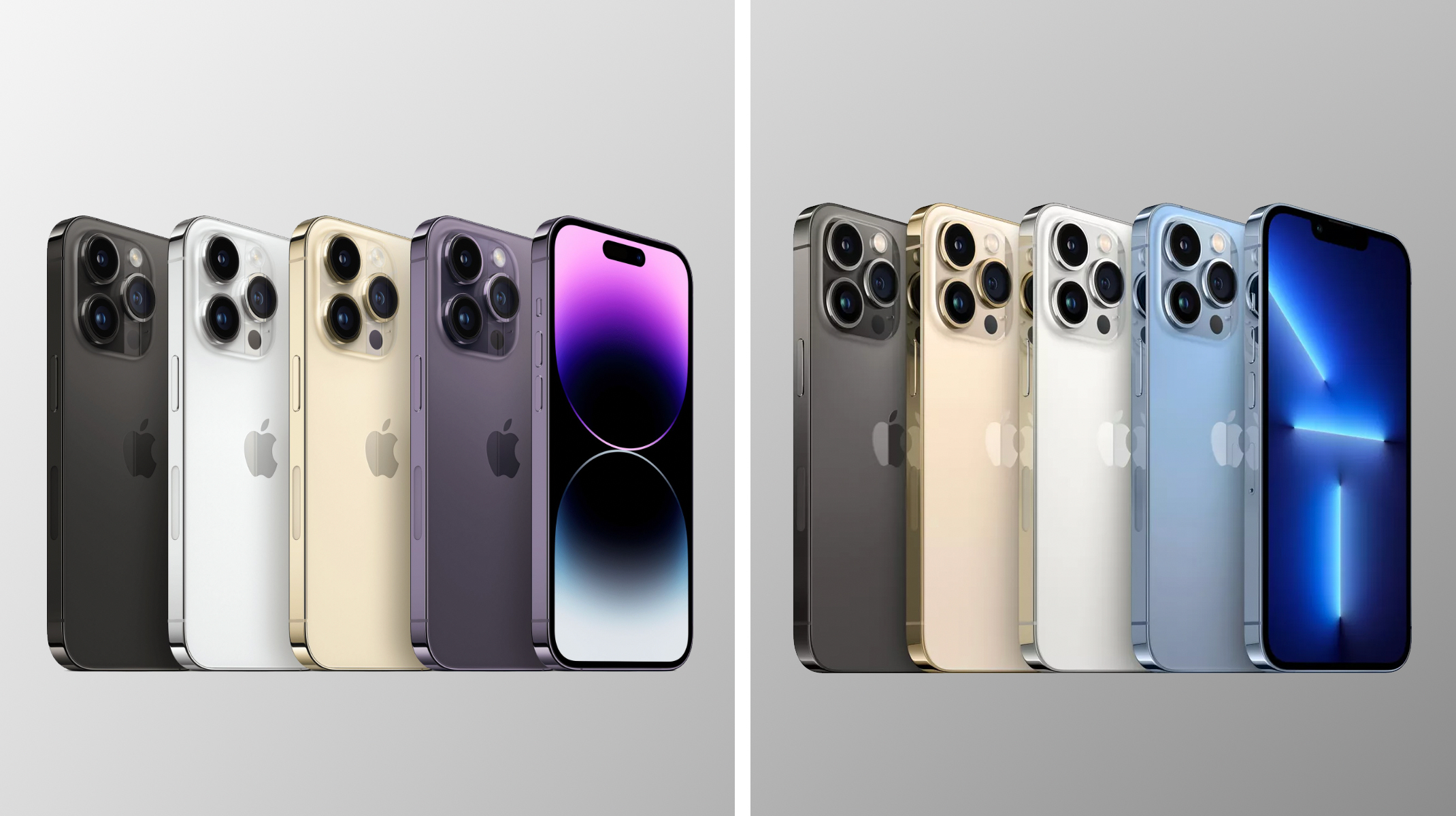Apple iPhone 14 Pro and iPhone 13 Pro colors