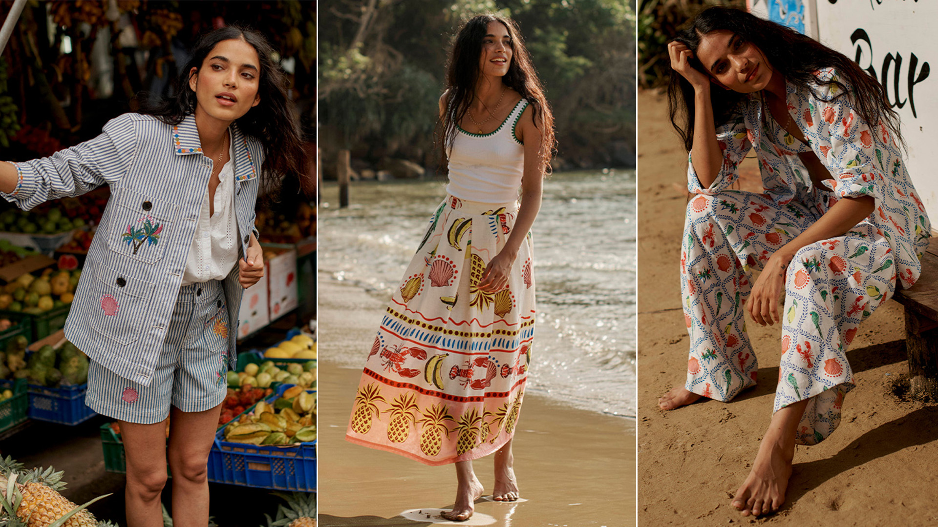Models wearing summer clothes.
