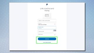 A screenshot showing the PayPal setup process. This screen shows how to add a card