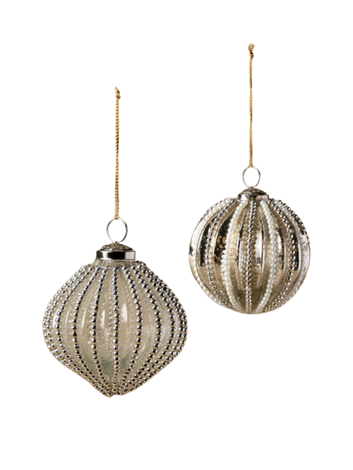 4" Mixed Pearl Baubles, Set of 2