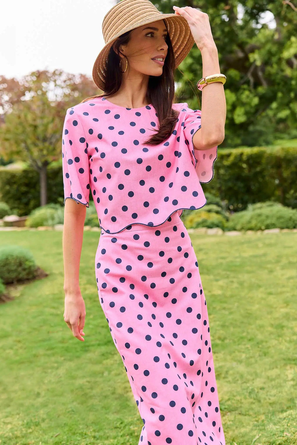 Maryl Pink Polka Dot Top