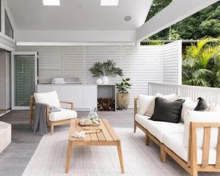 White outdoor furniture on patio