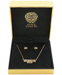 Vince Camuto Gold Tone Pave Pyramid Necklace &amp; Earrings Set | $26.75