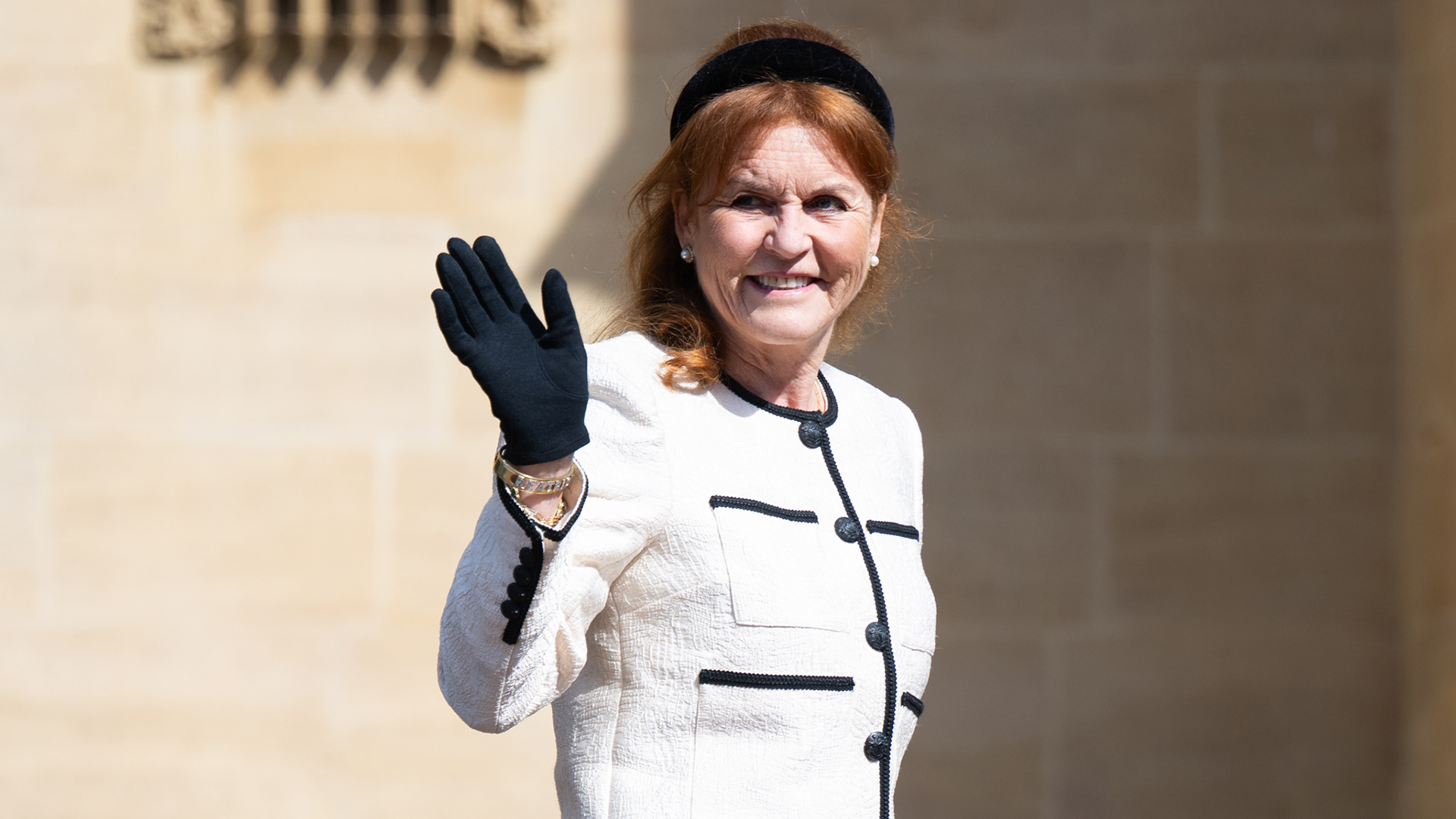 WINDSOR, ENGLAND - APRIL 20: Sarah Ferguson, Duchess of York attends the Easter Service at St George's Chapel on April 20, 2025 in Windsor, England. (Photo by Samir Hussein/WireImage)