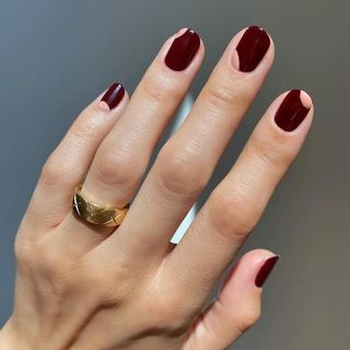 Dark wine-colored nails
