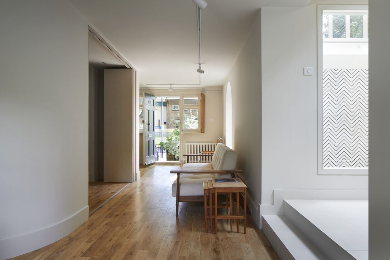 A Living space in a modern narrow home